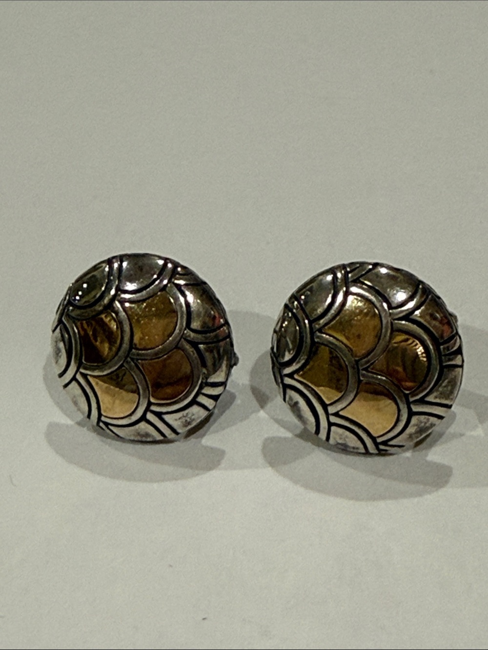 John Hardy Two-Tone 18k Gold & Silver earrings from the Legends Naga Collection